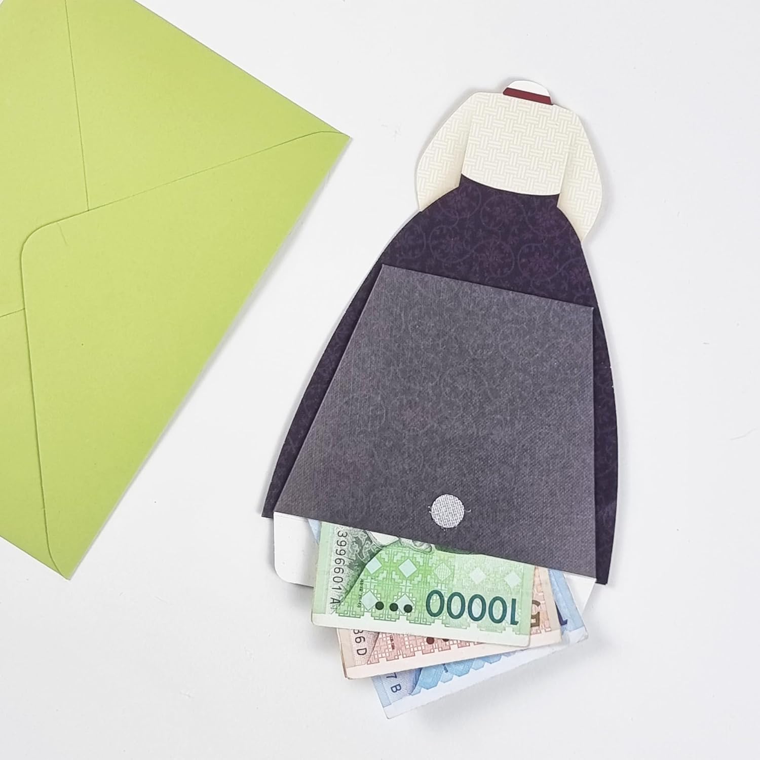 Korean Hanbok Money Envelopes - Traditional Gift Card Holders 6-Piece Set with Gold Accents