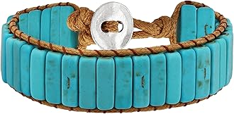 MINACHI Natural Stone Wrap Bracelets for Women Men Bohemian Bracelets Created Turquoise Rectangular Beads Jewelry