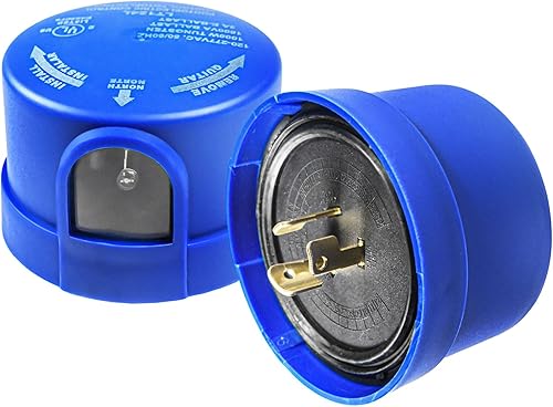 HQRP Paquete de 2 interruptores de luz para exteriores con sensor de fotocélula del atardecer al amanecer, control fotoeléctrico, enchufe de bloqueo