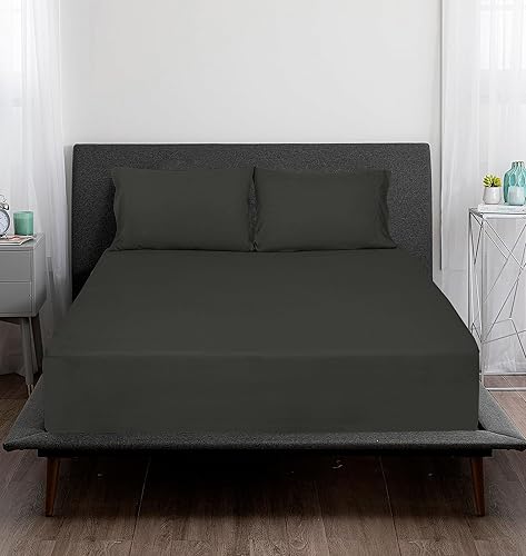 Miniatura 9 de ROYALE LINENS Juego de sábanas de percal de 300 hilos de 100 % algodón peinado de fibras largas, 3 piezas, 1 sábana bajera, 1 sábana encimera y 1