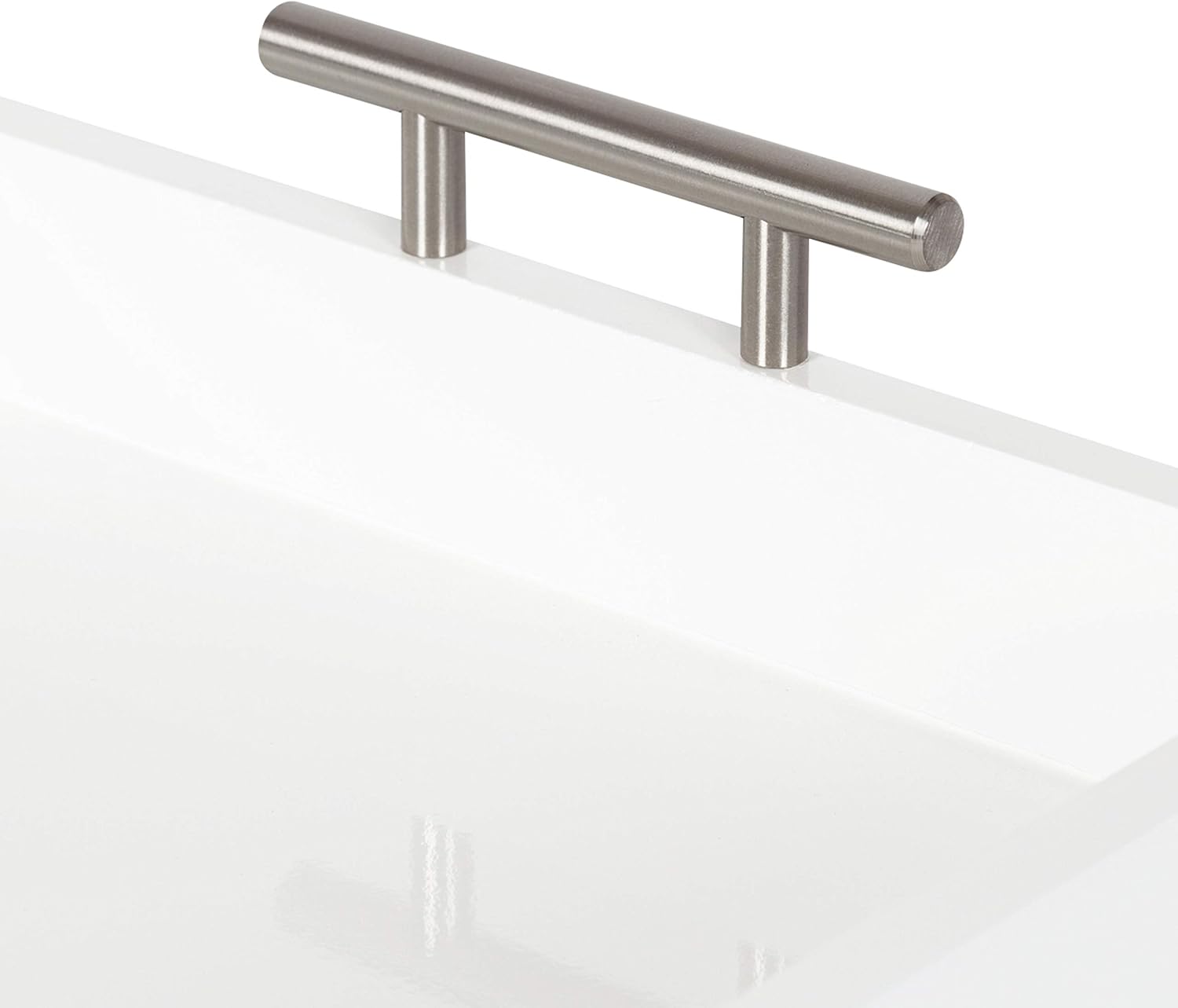 Kate and Laurel Lipton Modern Rectangular Tray, 16.5 x 12.25, White and Silver, Decorative Accent Tray for Storage and Display