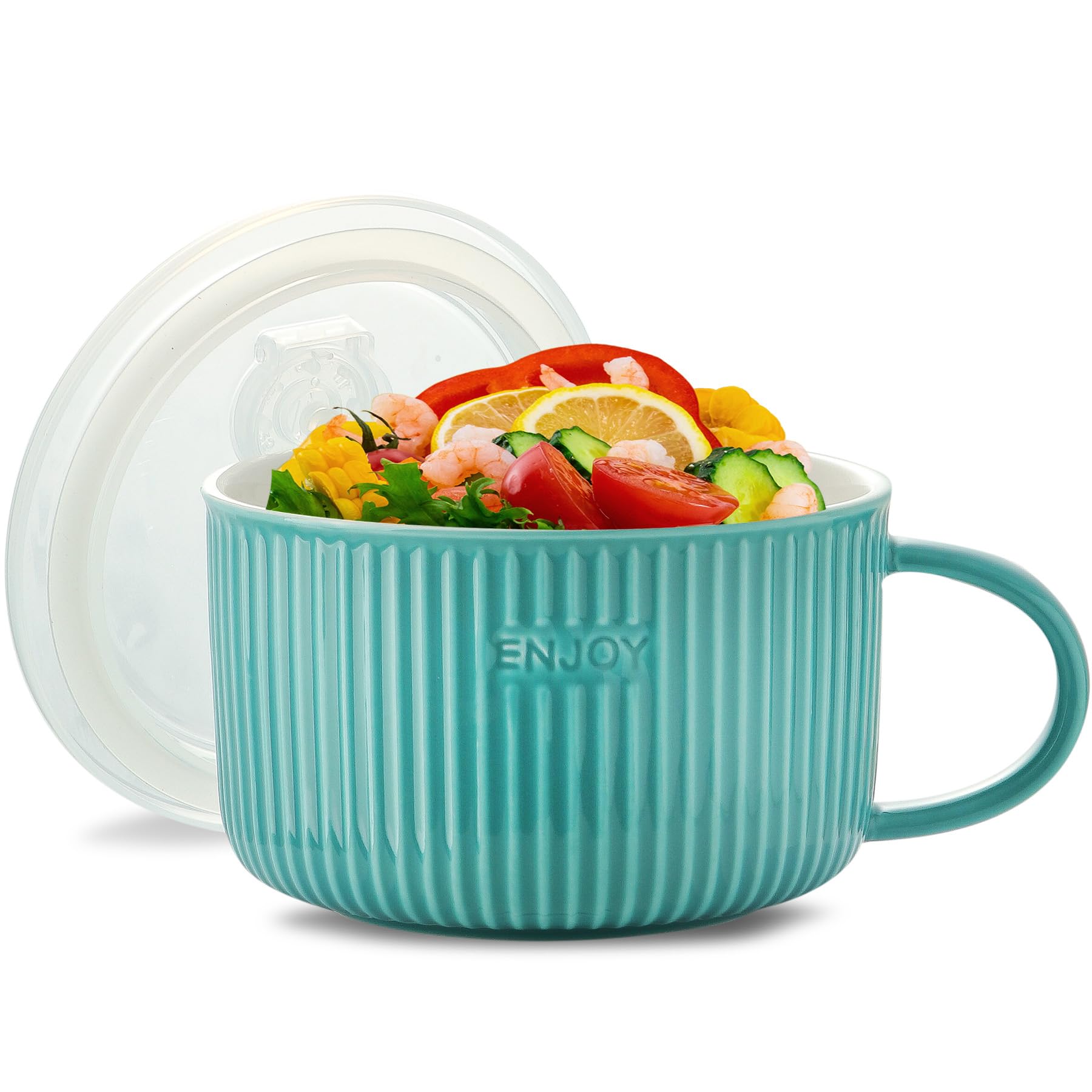 Amazon.com | Seyatoo Ceramic Soup Bowl with Lid, Soup Mug with