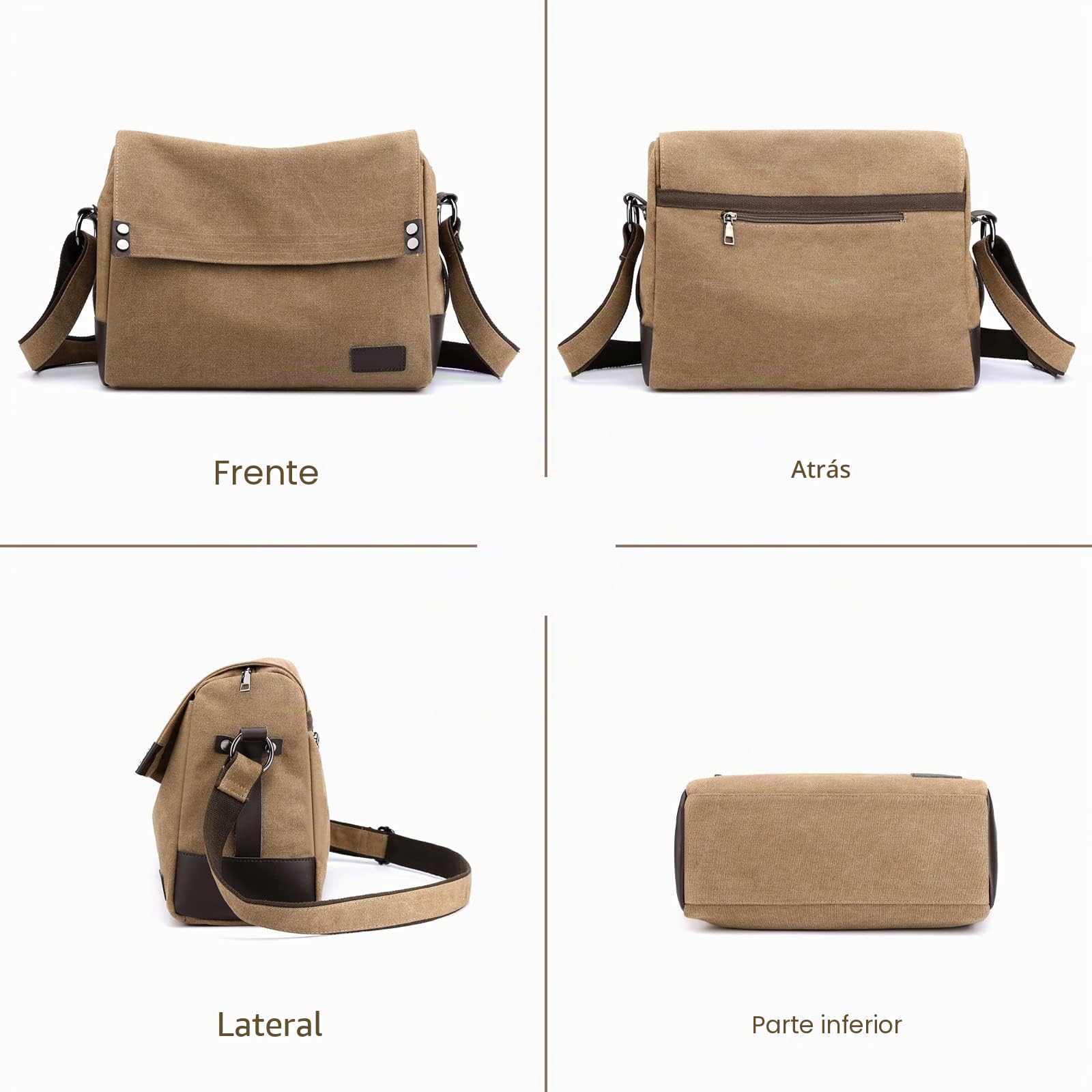 Hombres Bolso de Hombro Bolso de Bandolera de Lona Bolsos Cruzados para 13.3 Pulgadas Portátil Bolsa Mensajero para Conmutar Trabajo Viaje Escuela Negro