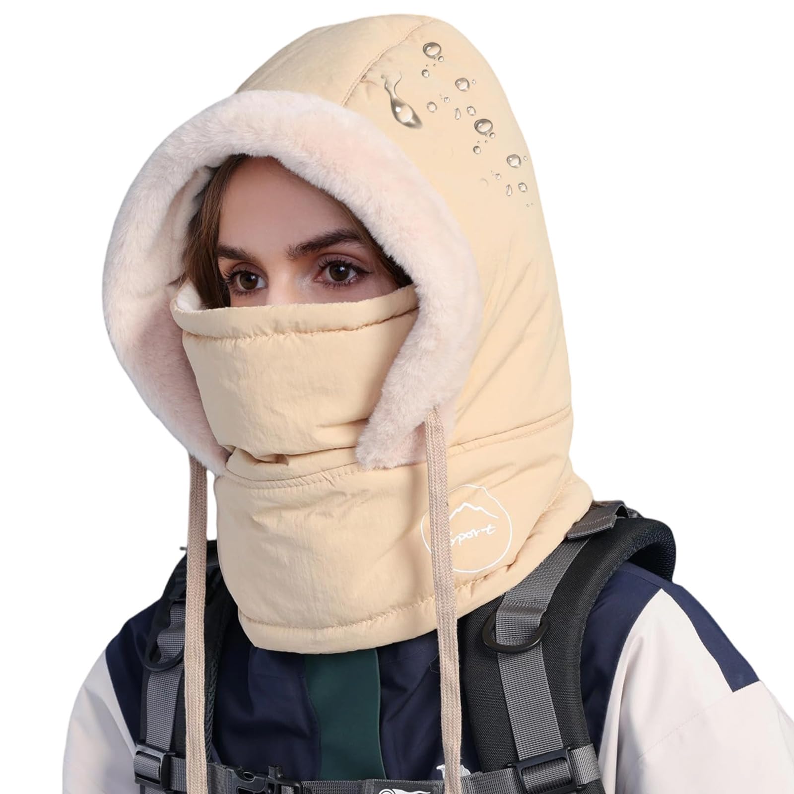 HUAMULAN Unisex Winter One Piece Balaclavas Hat Women Slouchy Fleece Hoodie Face Shield Mask Waterproof Earmuff Ski Snow
