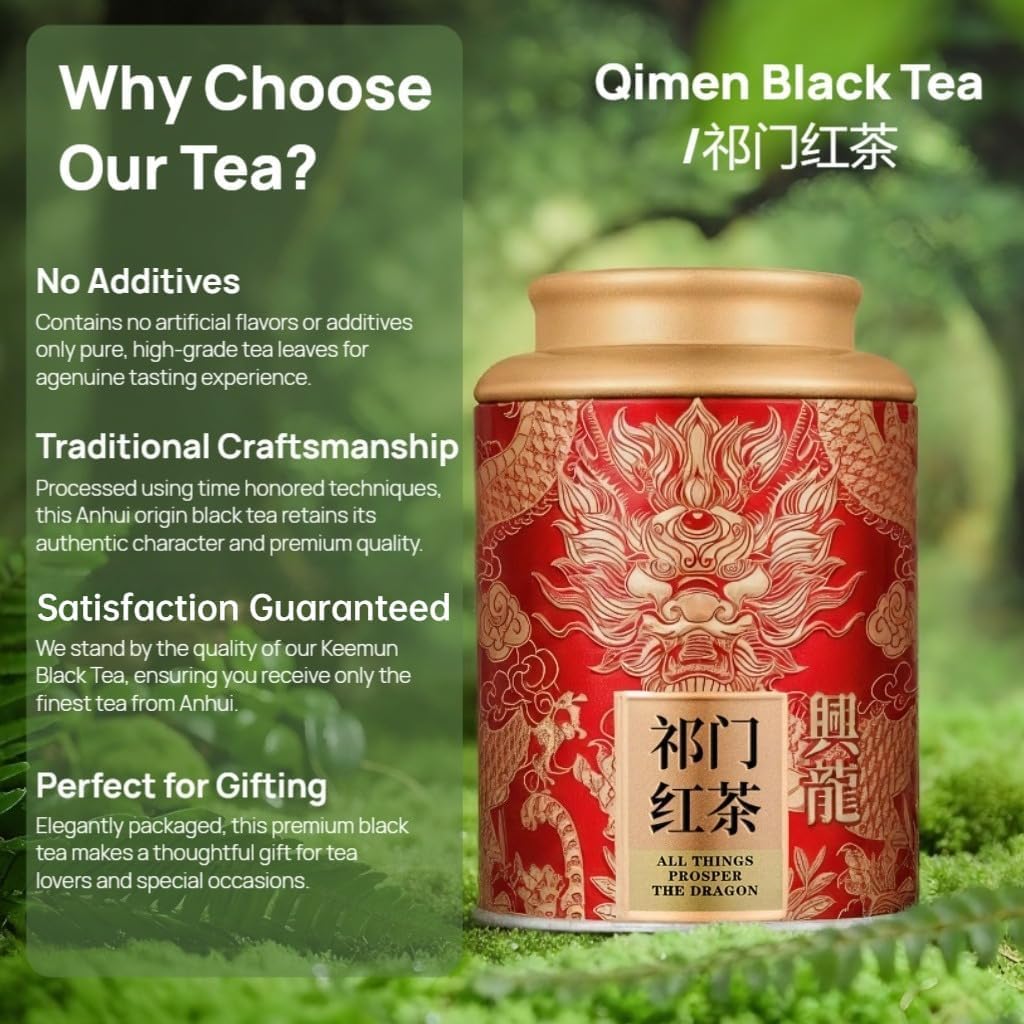 Premium Qimen Schwarzer Tee | Starkes Aroma & Sanfte Süße | Natürlicher Schwarzer Tee Keine Zusatzstoffe 500g / 17,64oz
