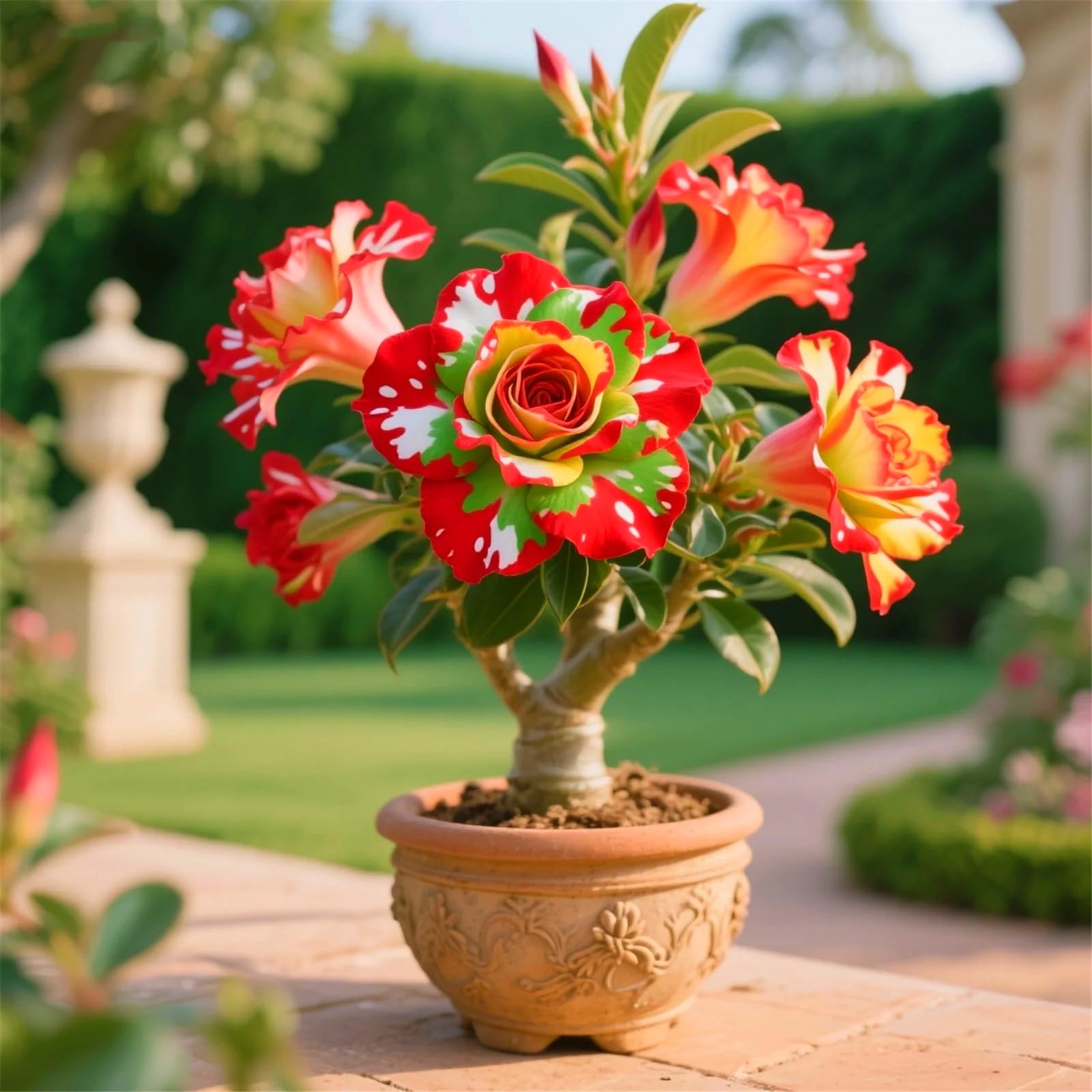 Gorgeous Desert Rose Bulbs UK, Hardy Perennial, Excellent Display, Mix Greening Flower, Natural Organic, Wedding, Balcony Garden-1 Rhizome-B