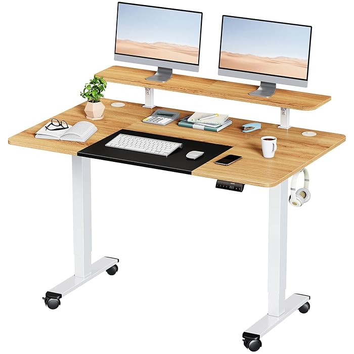 Buy WOKA 55.1 x 27.5 Inch Electric Standing Desk with Wheels, Height