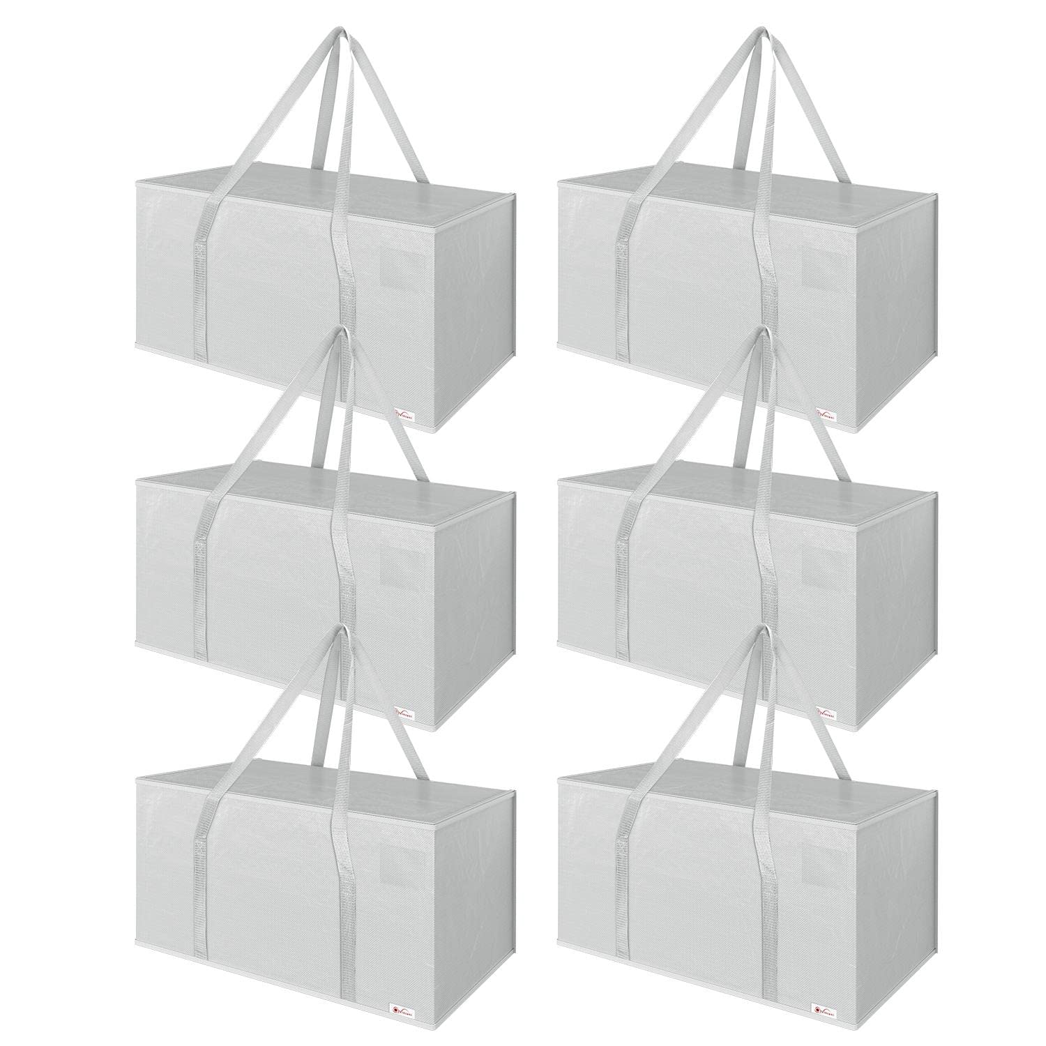 Vinsani 6 Pack 90L Moving Bags Huge Capacity 50kg Strong Handles Open Top Heavy Duty Organisers Space Saving Containers Waterproof Dustproof for House Moving Clothes Beddings Underbed Storage