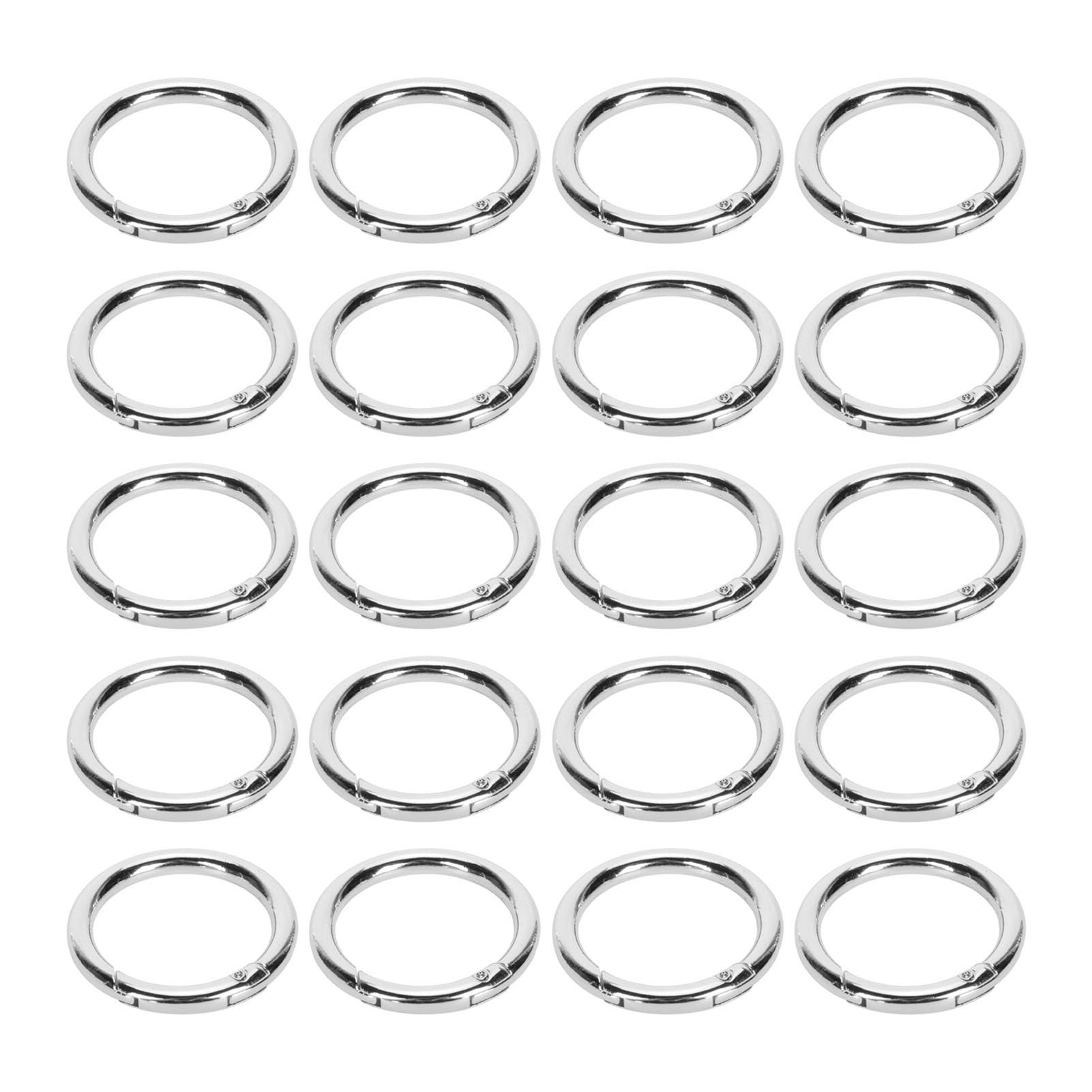 Lot De 4 Porte-clés à Ressort Strass Diamanté - 25 Mm - Mousquetons Ronds Métal Argenté