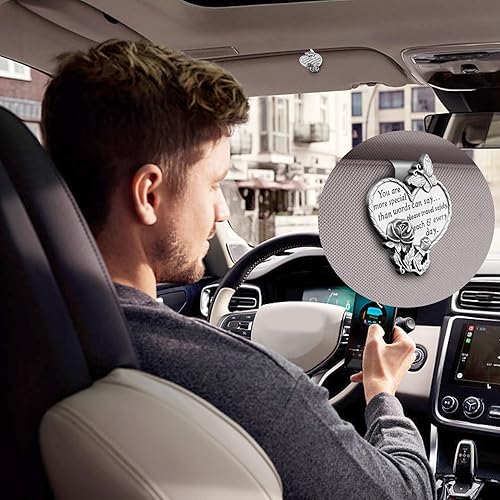 Miniatura 4 de Medalla para visera de automóvil en forma de corazón, accesorios de clip de visera para bendecir la conducción, oración de seguridad, regalo