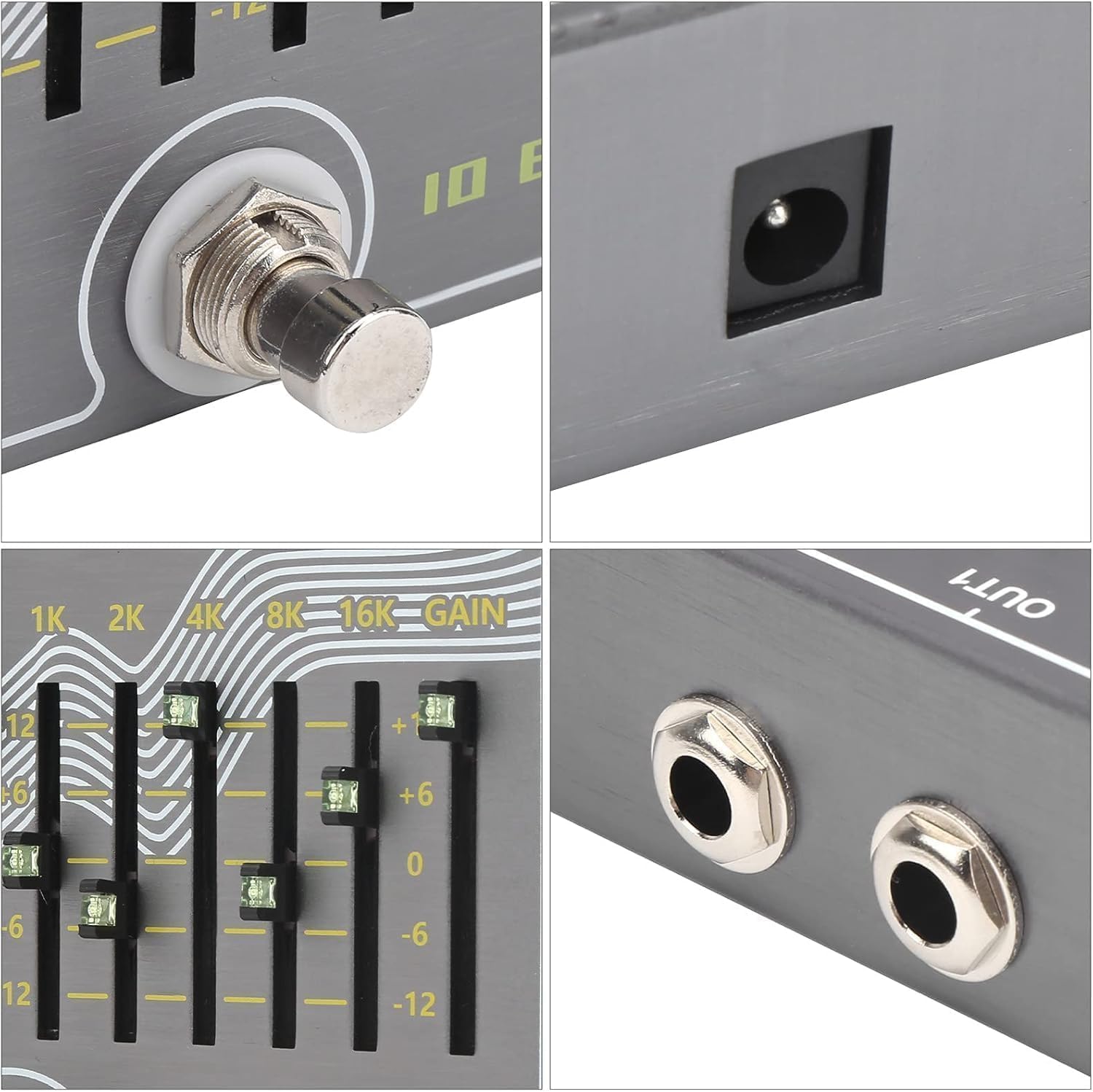 DC 9 V Portable 10 Bandes égaliseur True Bypass Design Guitare égaliseur Instrument de Musique Fournitures 300mA