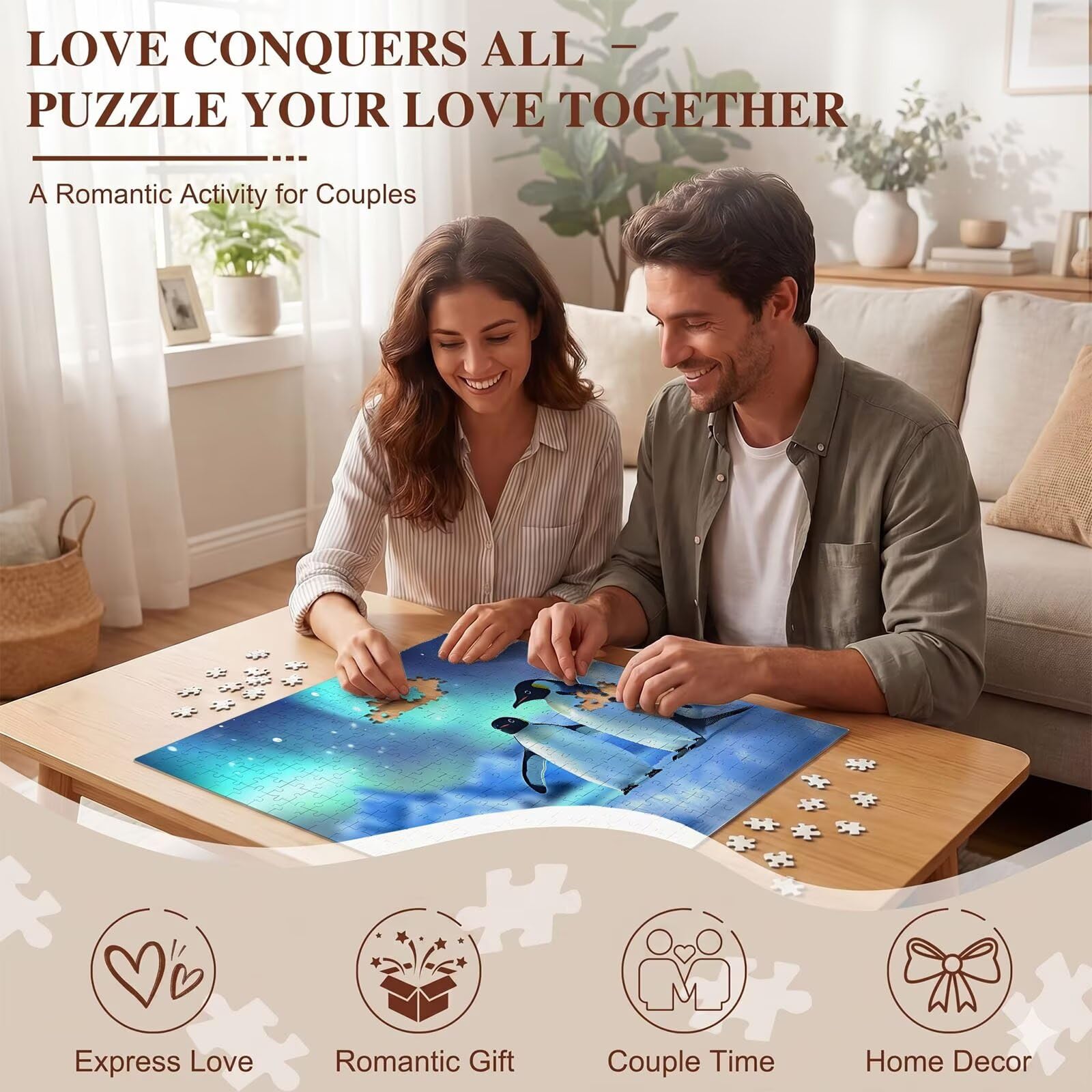 pinguino aurora-2 Puzzle 5000 Pezzi per Adulti, Puzzle in Legno - Collezione Classica con Poster Incluso - Sfida di Concentrazione e Passatempo Antistress, Gioco per Famiglia, 156 x 105 cm f0-828