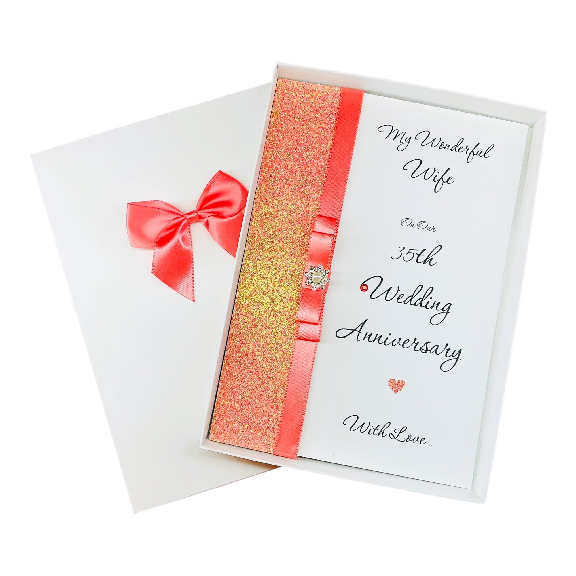 Wife 35th Wedding Anniversary Card Personalised Coral – LB 120