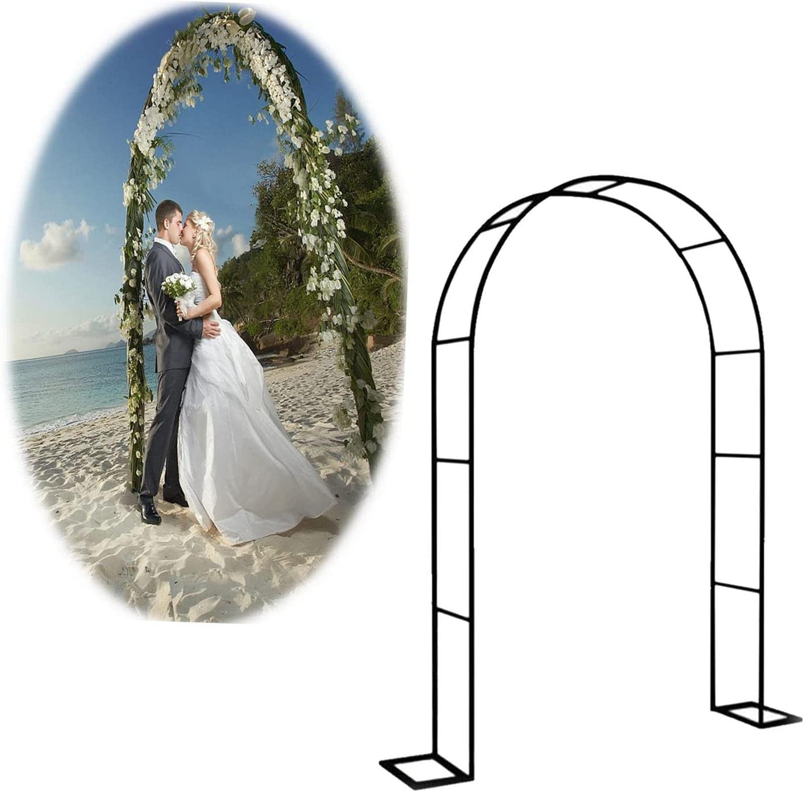 Archi per Giardini di Rose 120cm 140cm 180cm 200cm 240cm 300cm Arco in Metallo per Esterni con Base Arco Sostegno per Piante rampicanti Viti Rose Matrimonio Decorazione,350x220x40CM