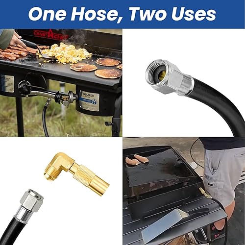 Miniatura 6 de Manguera adaptadora de propano de 6.5 pies con regulador para plancha Blackstone de 1722 pulgadas, regulador de parrilla de gas y manguera con