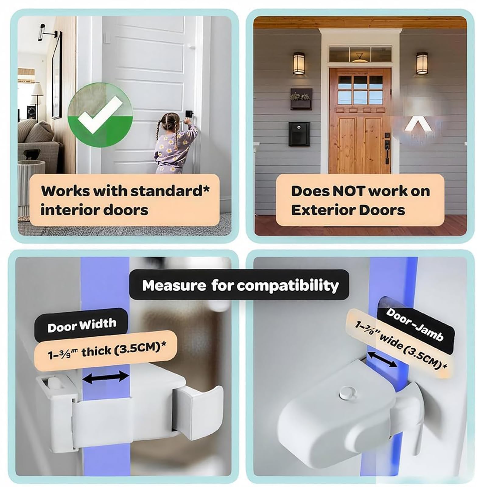 The Snap-On Door Lock Kids Can't Reach or Defeat - No Tools or Adhesives Required, Child Proof Door Lock, Simple Install Safety Lock for Toddlers, Damage-Free Security for Child, Cats & Dogs (1pc) — view 6