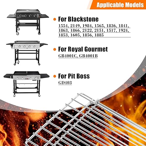 Miniatura 3 de Grisun Rejilla de calentamiento para parrillas Blackstone de 28 y 36 pulgadas, ajustable, accesorio de clip, accesorios de plancha Blackstone,