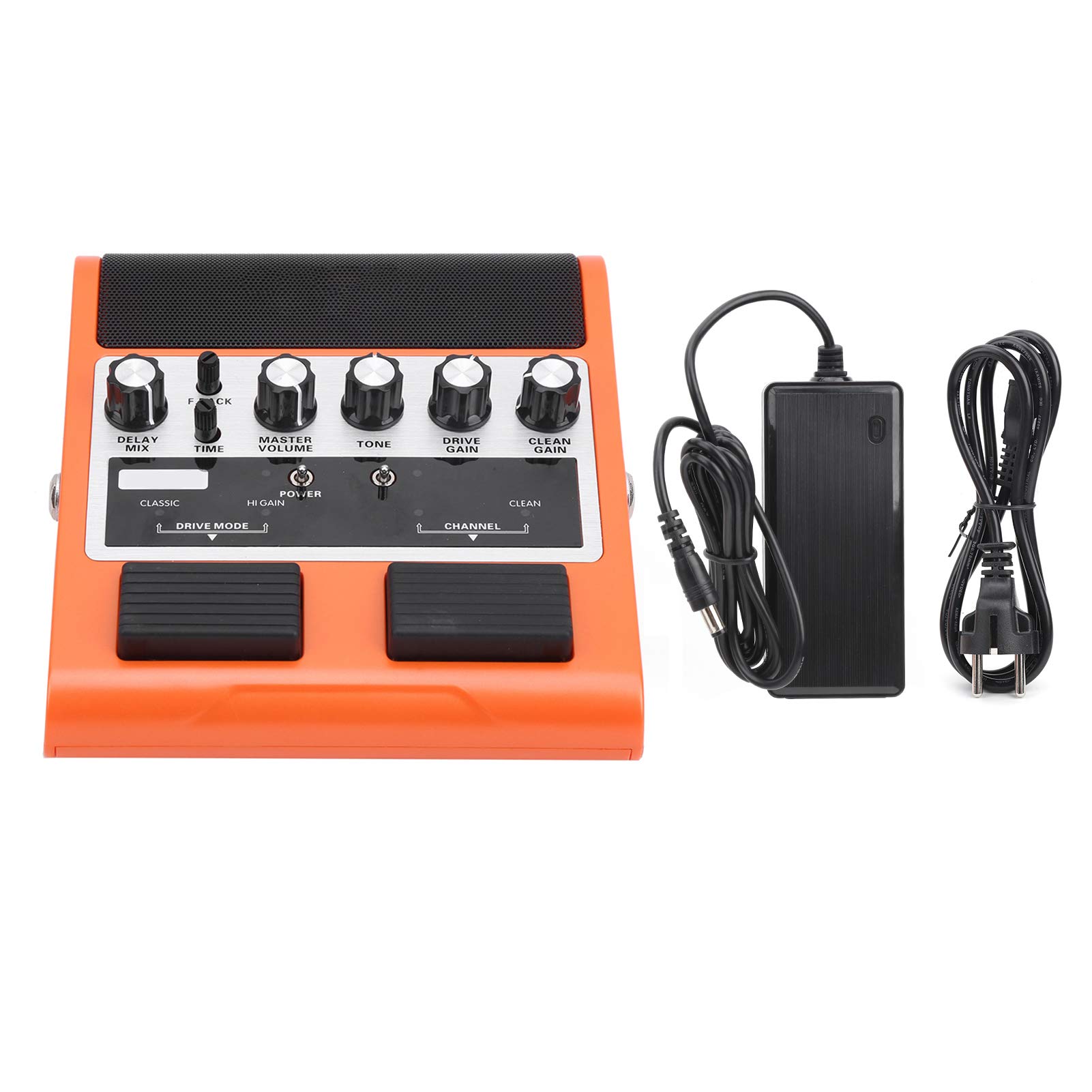 HERCHR Amplificatore E Pedale per Chitarra Portatile 100‑240V 8W Amplificatore per Chitarra Combinato Bluetooth Ricaricabile Mini Amplificatore per Chitarra(Spina UE)