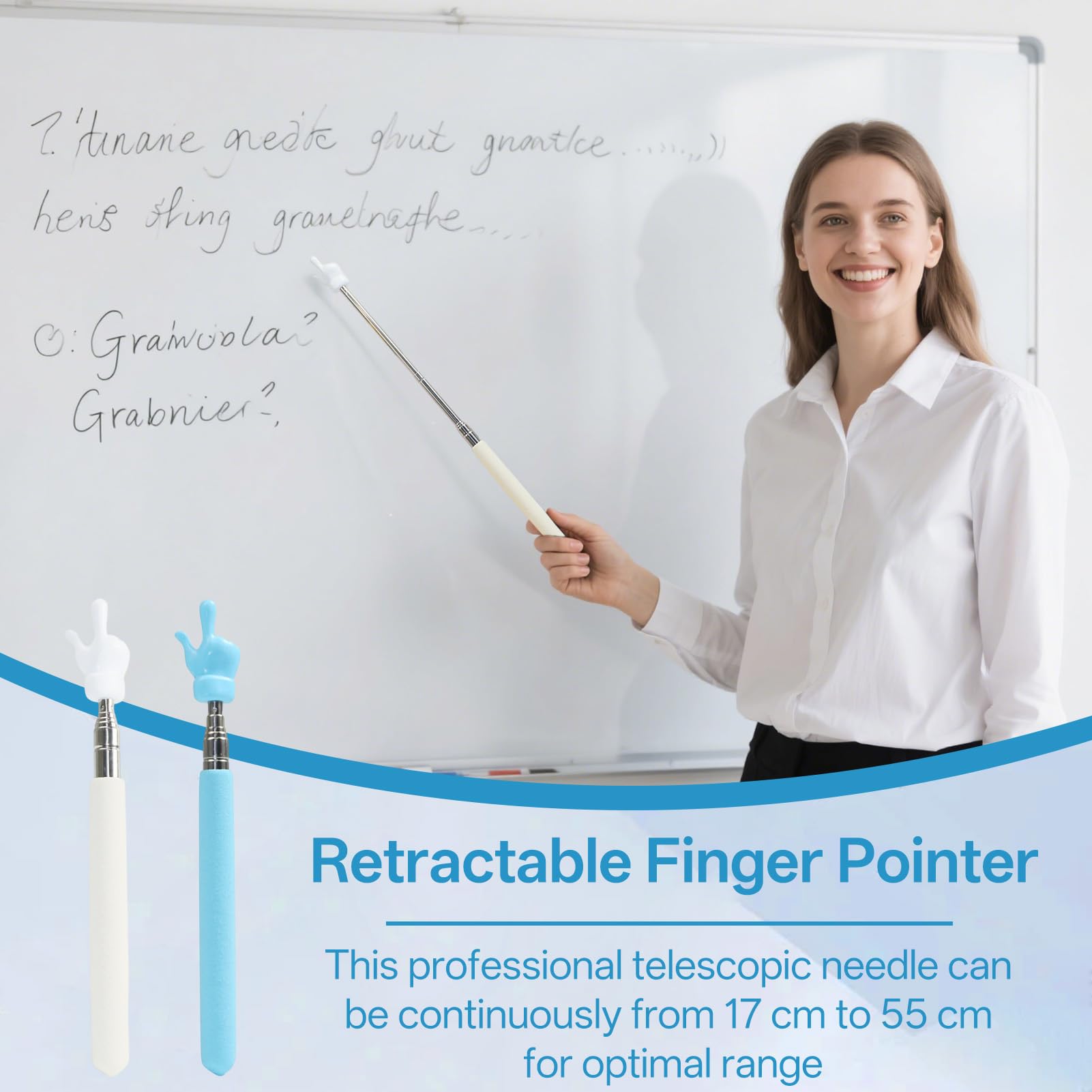 Vicloon uitschuifbare aanwijzer, 120 cm uitschuifbare telescopische stang met 2 lanyards, roestvrij staal, voor docenten whiteboard schoolbordaanwijzers voor presentaties, formats, seminars (120cm