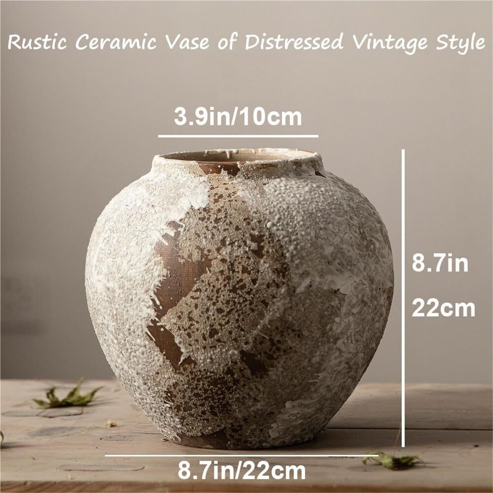 Ładny wazon rustykalny ceramiczny wazon na kwiaty vintage terakota postarzana półka na kwiaty dekoracje (A)