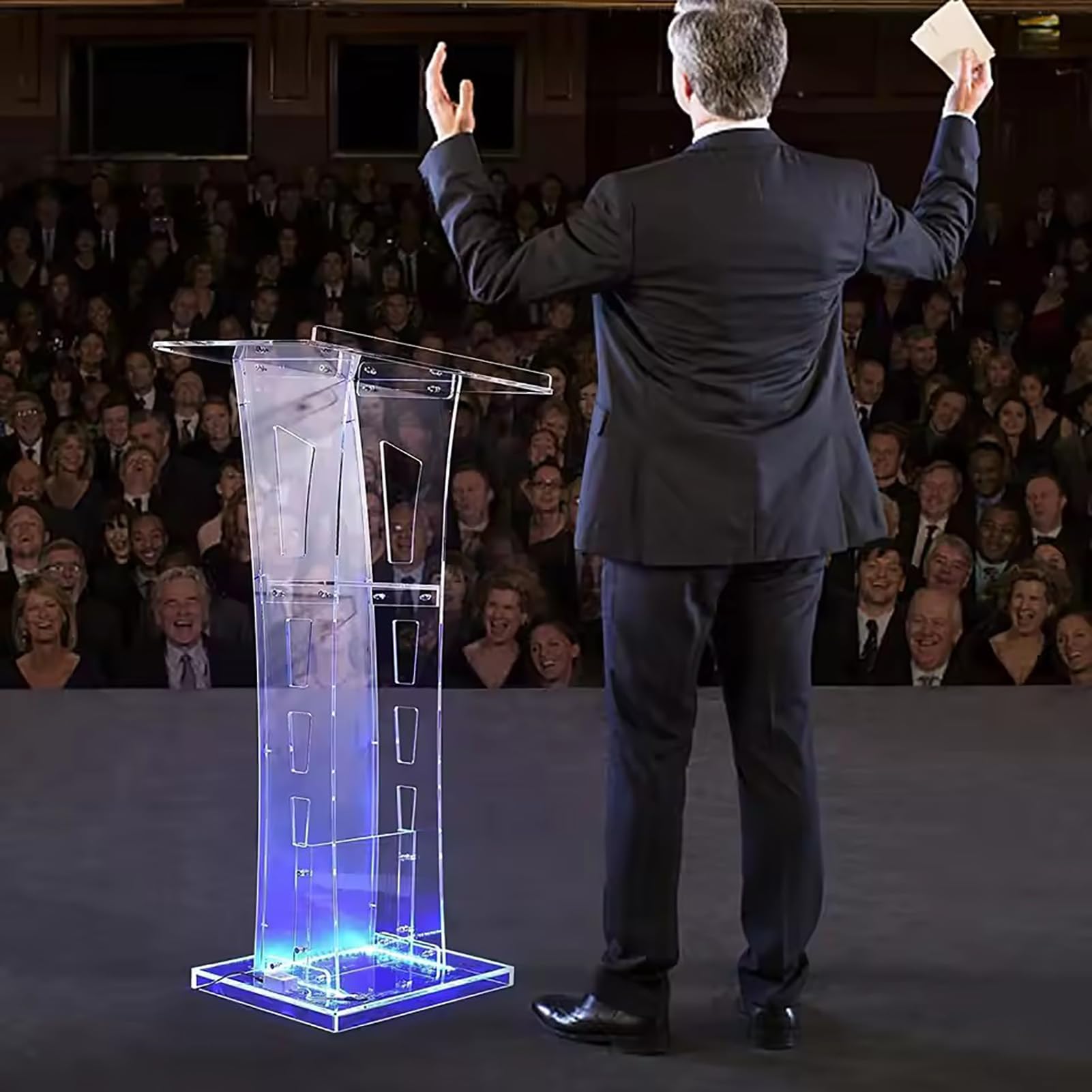 Atril acrílico para iglesias y eventos con luz integrada