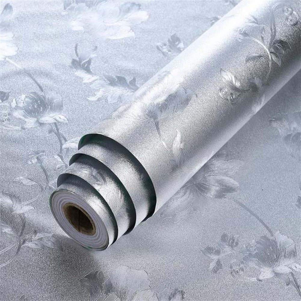 EVER MALL 5 M Kitchen Oil-Proof Aluminum Foil Sticker Wall Desk Floor Waterproof DIY Home Furniture Decorate Foil Style Wallpaper (W-60 x L-500 cm)