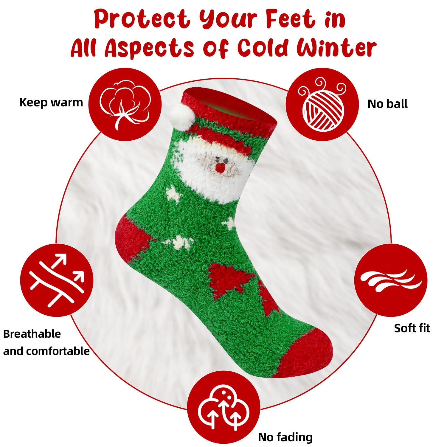 SULOLI 5 paires Chaussettes de Noel avec Sac Cadeaux Chaussettes d’Hiver | Chaud Tricot Pompon Décoration Femme Noël Épais Chaussette à la Maison
