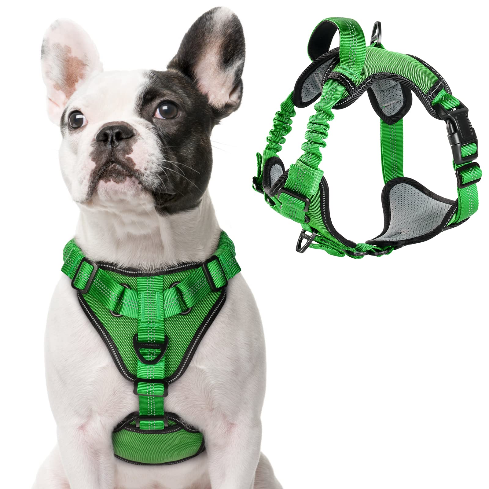 rabbitgoo Dog Harness Belly Adjustable (Bright Green, M) Medium Bright