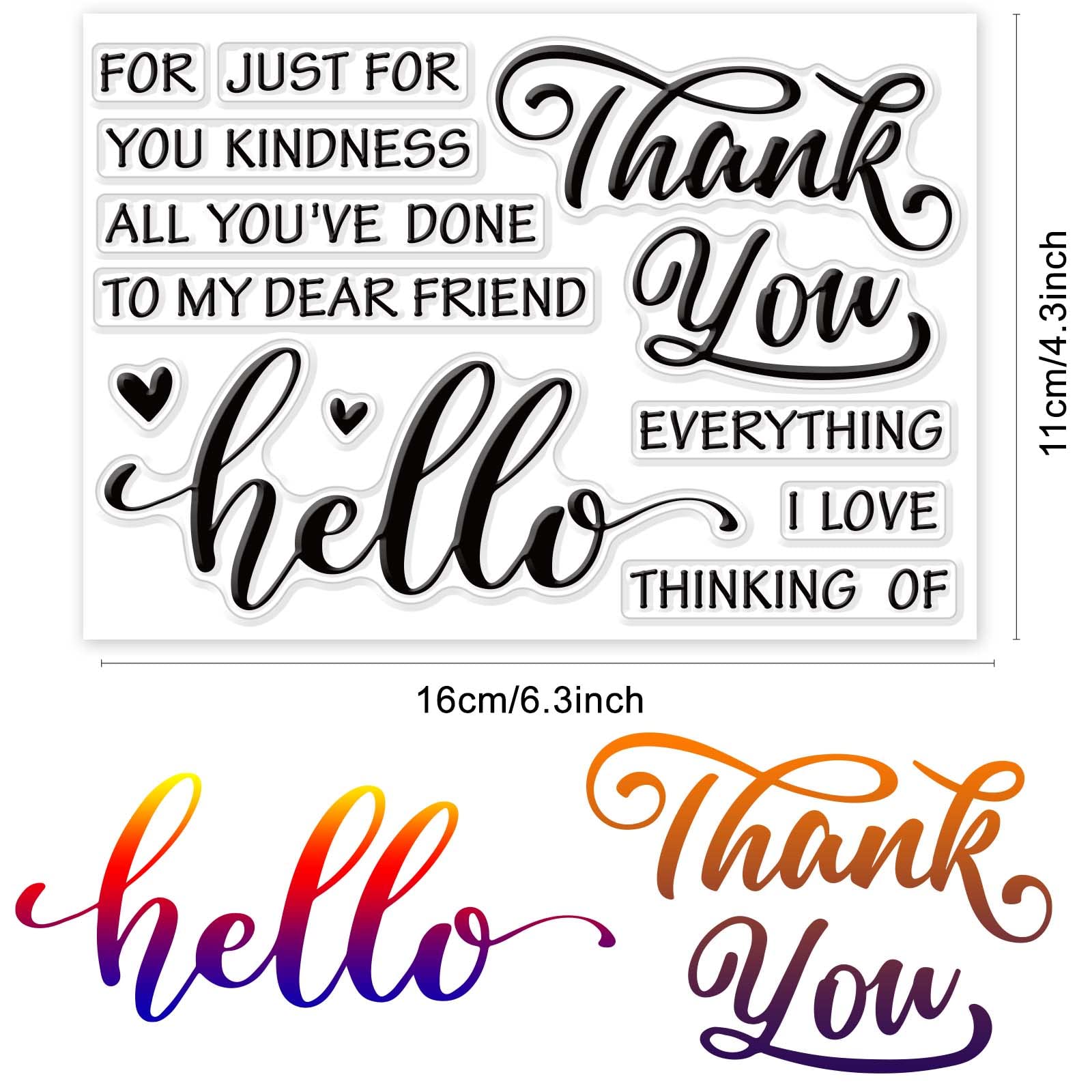 CRASPIRE Hello Thank You Silicone Clear Stamps for Card Making Friends Greeting Words DIY Scrapbooking Journaling Photo Album Sentiments Transparent Rubber Seals Holiday Decoration 6.3 x 4.3inch - Image 2