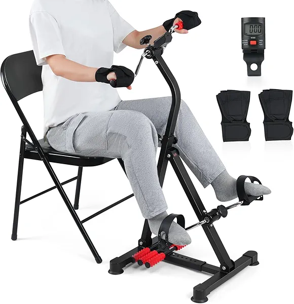 ZIDAFIT Adjustable Pedal Exerciser Bike for Seniors - Hand Arm Leg and Knee Therapy, Stroke Recovery, Portable Fitness Equipment for Total Body Workout - Great Gift for Elderly Rehab