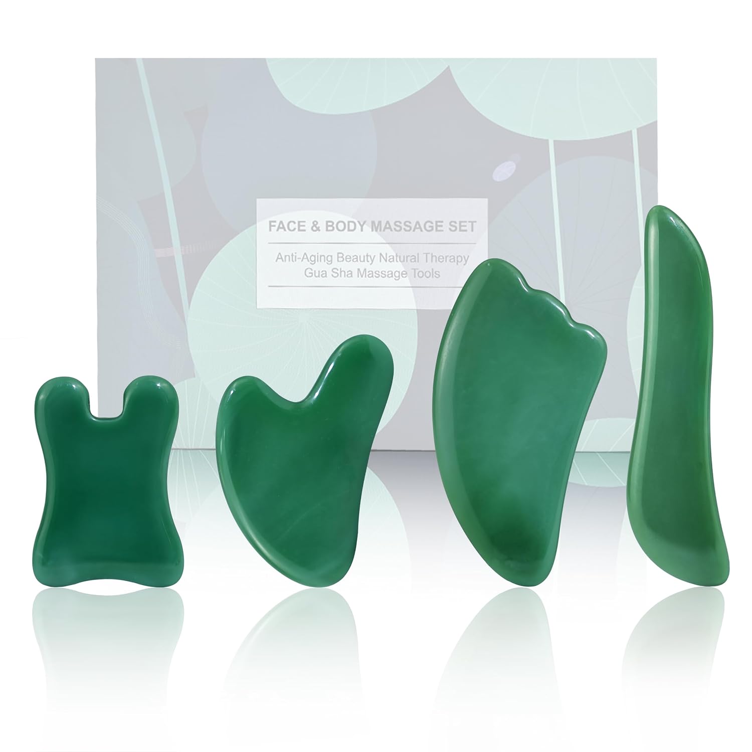 Rena Chris Guasha Massage Tool 4 Pcs Gua Sha Facial Tool Guasha Board for SPA Acupuncture Therapy Trigger