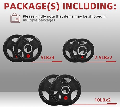 Miniatura 2 de Fitvids - Disco de pesas de hierro fundido olímpico de 2 pulgadas para entrenamiento de fuerza y levantamiento de pesas para gimnasio en casa,