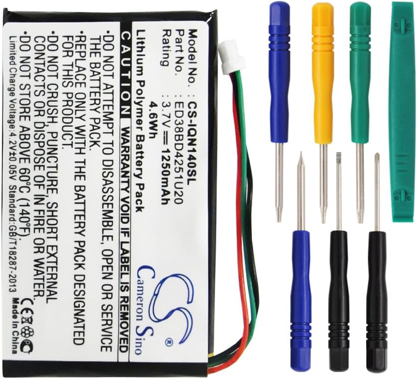 Cameron Sino Replacement 1250mAh GPS Navigator Battery for Garmin Nuvi 1400 1450 1450T, 1490T Pro, 1490LMT, fit ED38BD4251U20 with Tools Kit