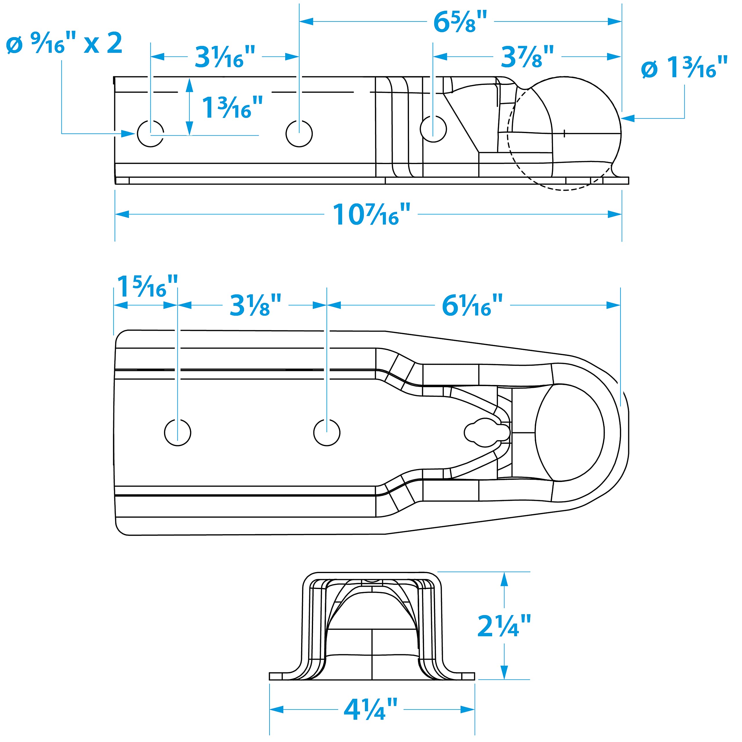seachoice 50 – 52451 gancio rimorchio Canale, 64 mm, sfera 51 MM