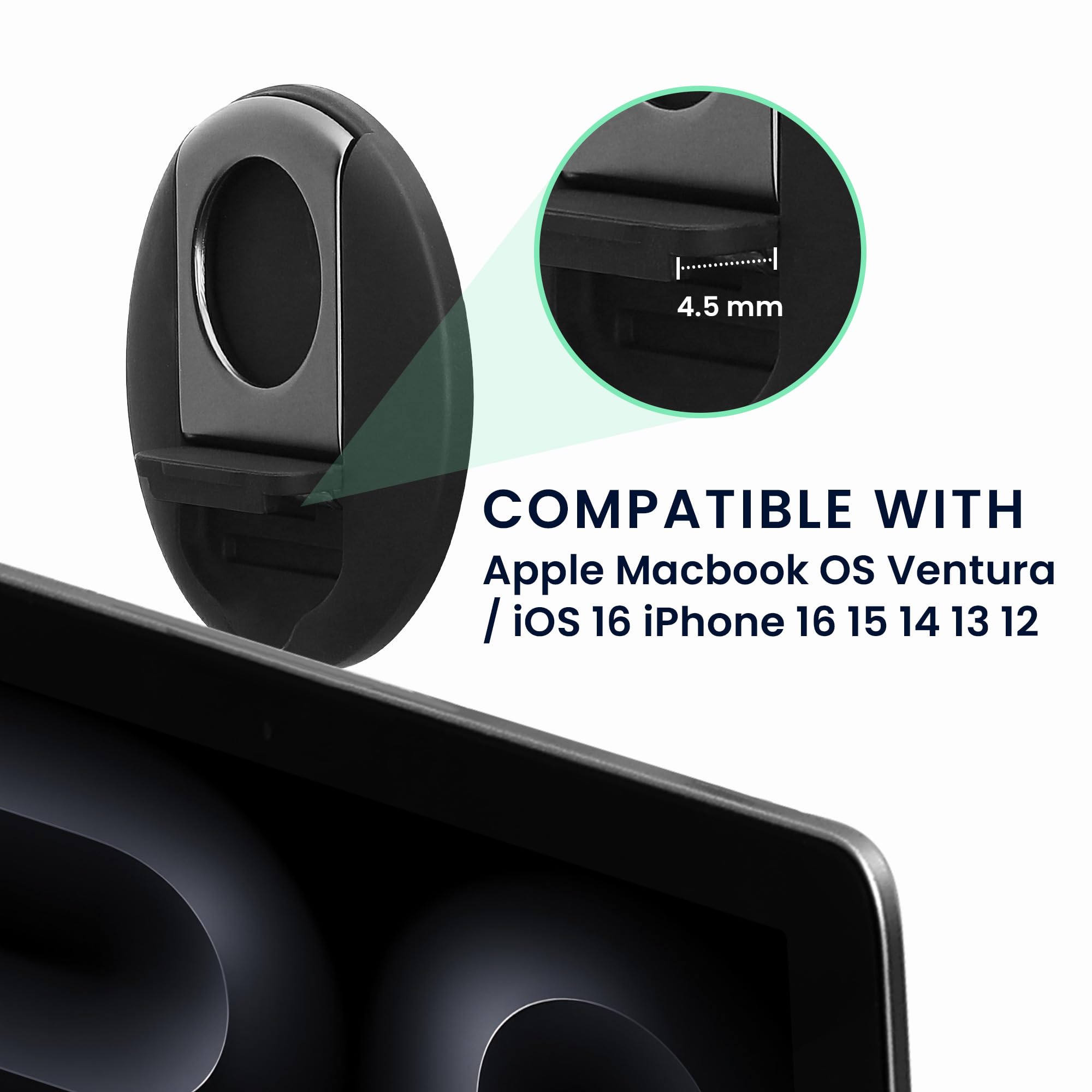 kwmobile Phone Mount Holder Compatible with Apple MacBook OS Ventura/iOS 16 iPhone 16 15 14 13 12 Mount - Phone Laptop Attachment - Black