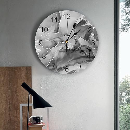 Miniatura 4 de Reloj de pared silencioso sin tictac decorativo para cocina, dormitorio, baño, oficina, sala de estar, lavandería, hogar, funciona con pilas, reloj
