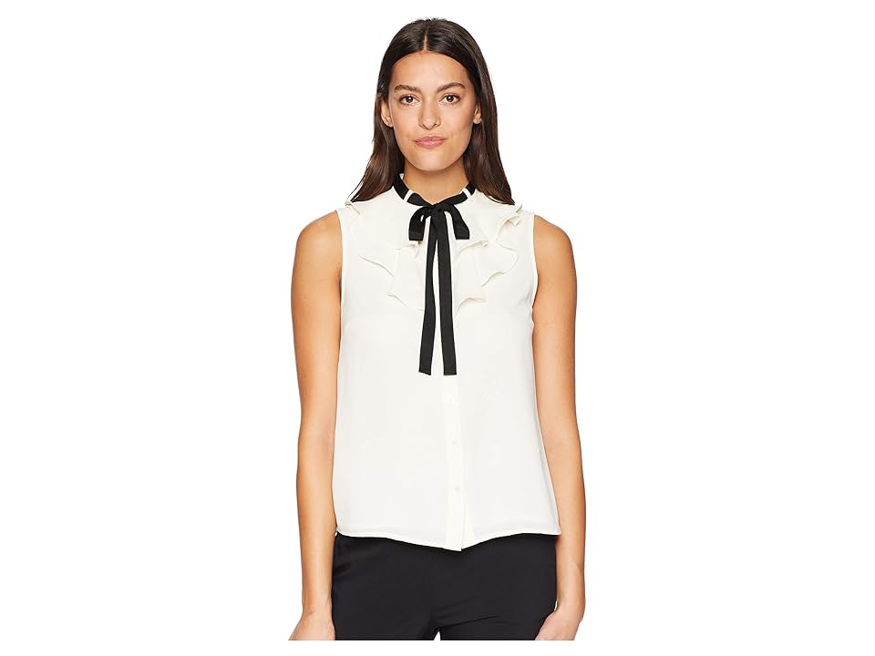 

CeCe Sleeveless Ruffled Top w/ Tie (Antique White) Women's Sleeveless