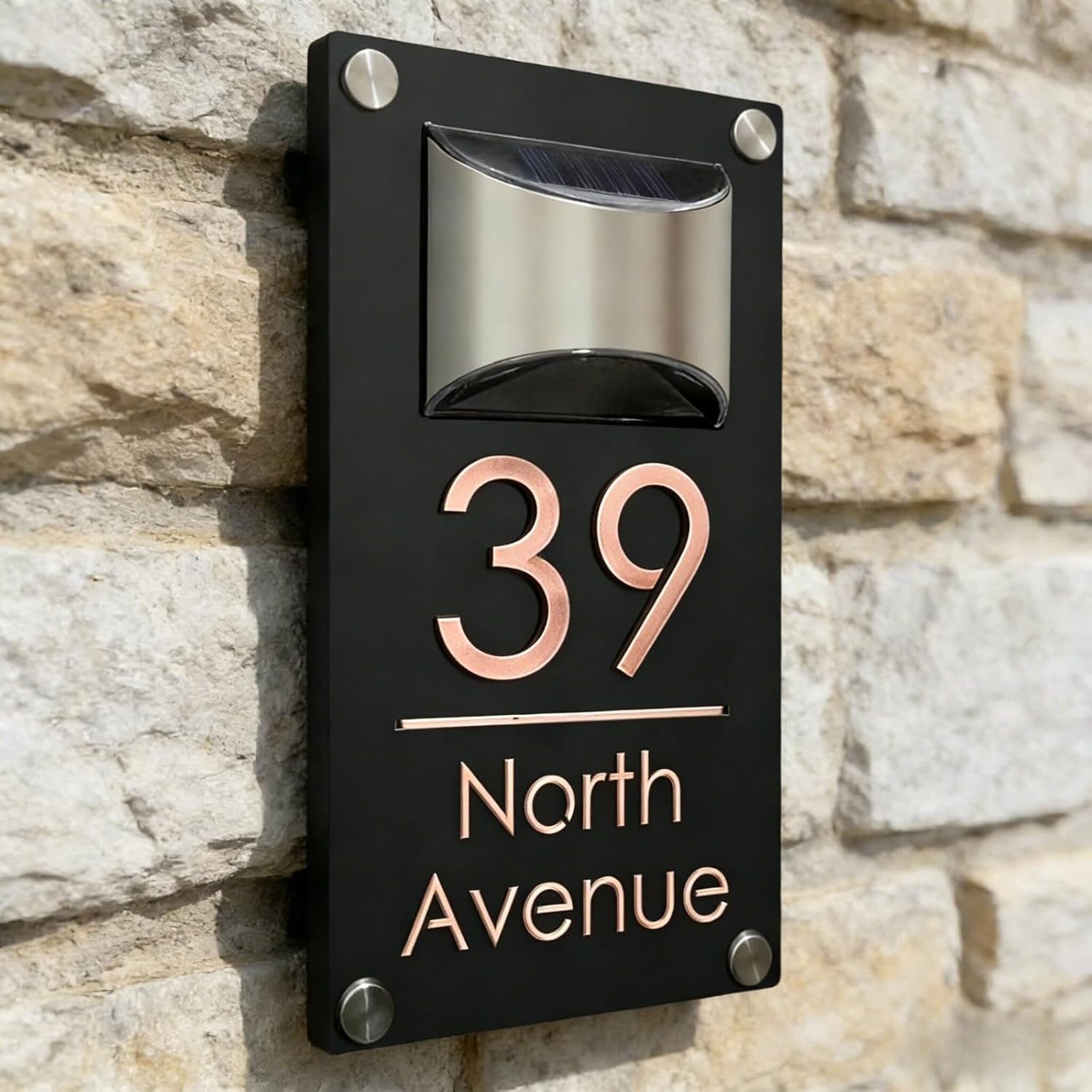 Personalized Solar House Numbers for Outside Custom Solar Address Sign Housewarming Gift LED Address Numbers Modern Plaque for Garden Yard Home (22x35cm8.6 x13.7,Style 3)