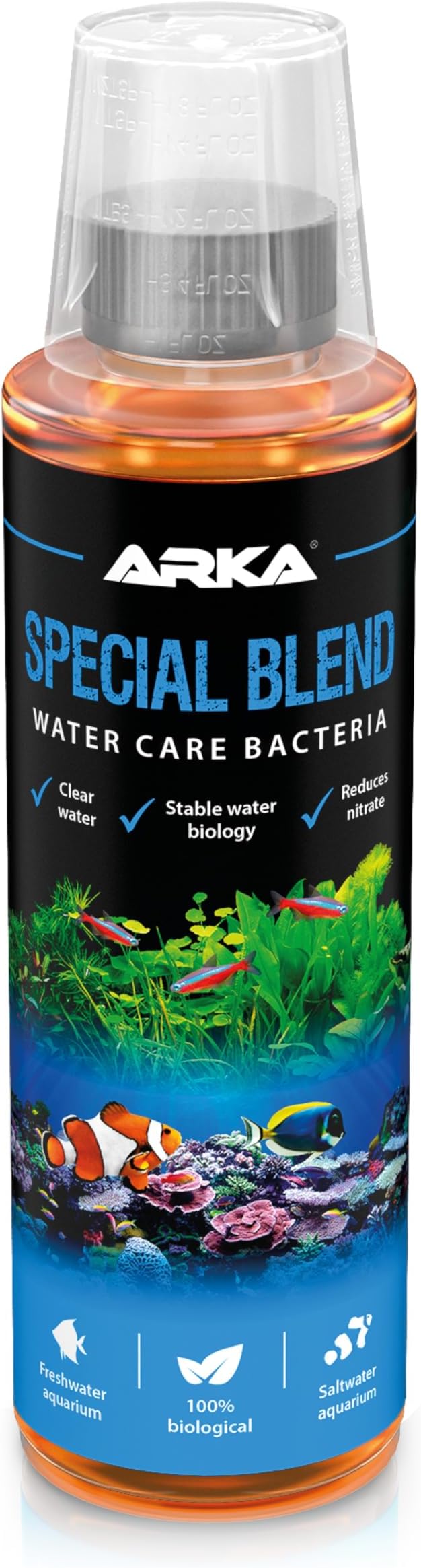 Aquarium bacteria 236 ml – biological nitrate remover & waste cleaner – improves water clarity & odour control – for medium aquariums – ARKA Special Blend