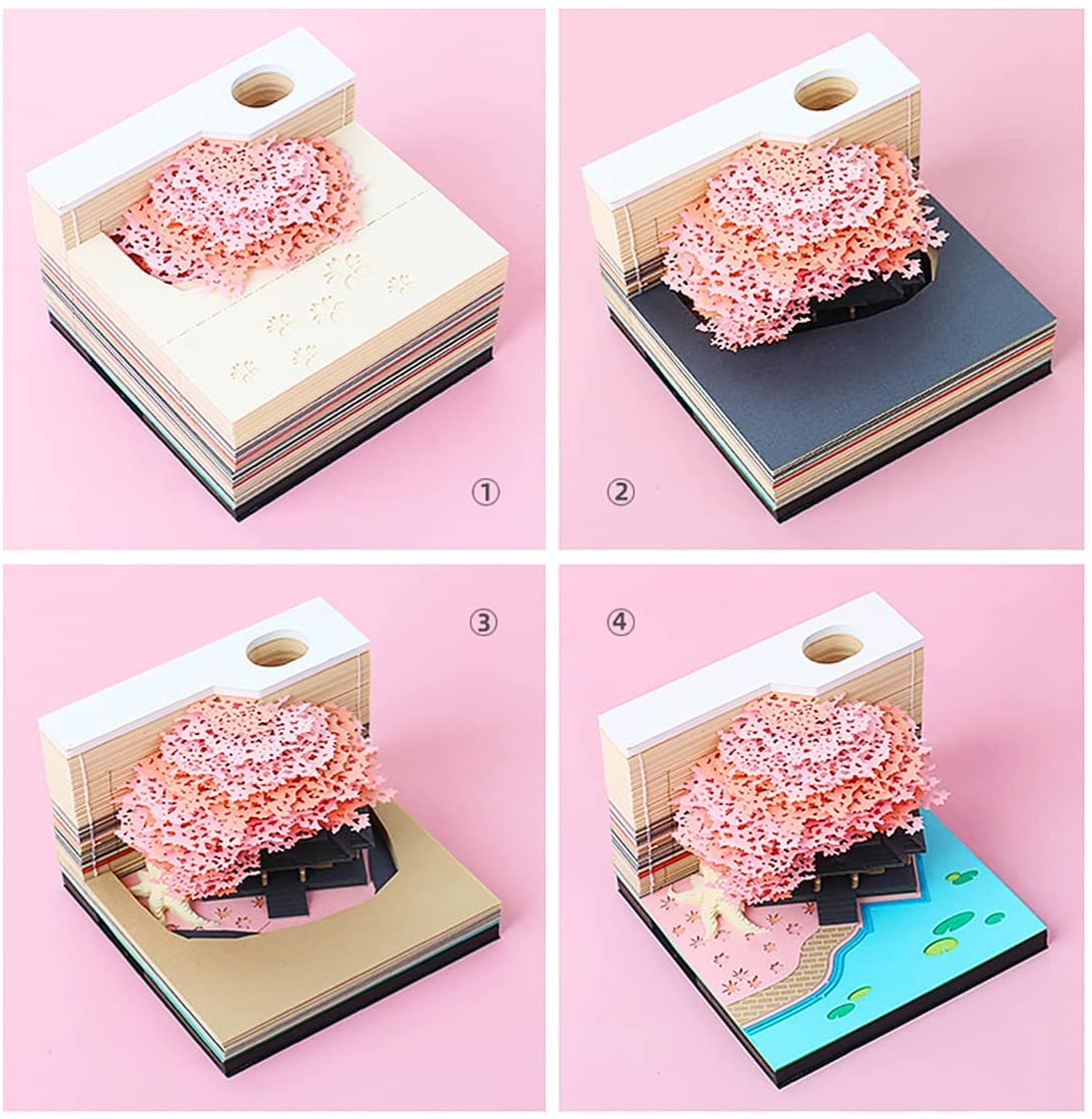 Notes adhésives 3D - Papier autocollant de commodité - Carte artisanale - Notes créatives de bricolage - Lumière (arbre de mariage jaune)