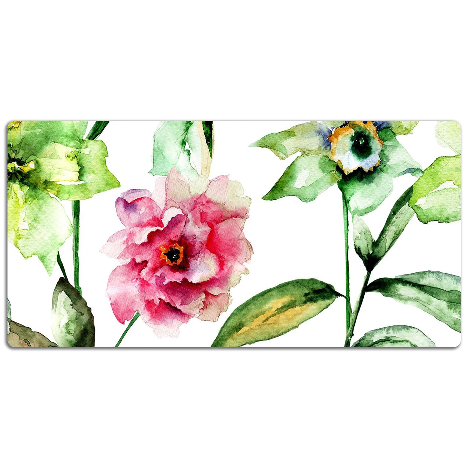 Sottomano da Scrivania 120x60 cm Protezione e Decorazione in Vinile PVC Antiscivolo Impermeabile Facile da Pulire Superficie Protettiva per Ufficio e Casa - Fiori primaverili