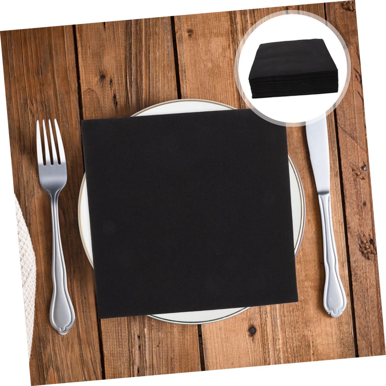 Mikinona Noires 100 Serviettes de Table Anti-Fuite, en Papier, Épaisses et Absorbantes, Élégantes Décoration de Table, pour Mariage et Fête