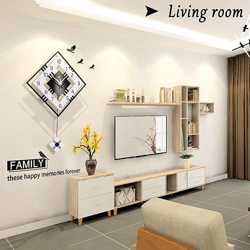 Miniatura 8 de Relojes de pared grandes para decoración de sala de estar, reloj de pared con péndulo, funciona con pilas, sin tictac, para dormitorio, cocina