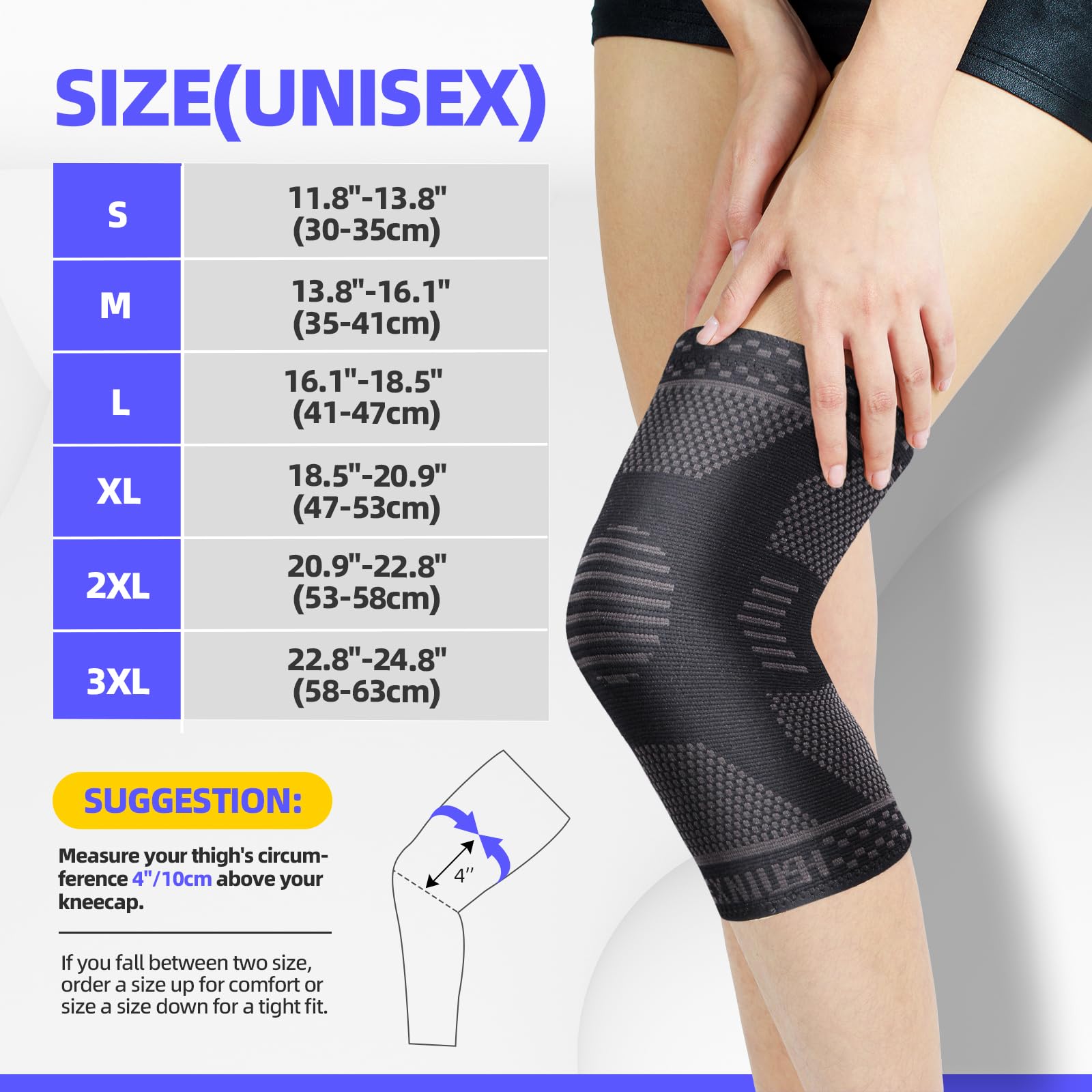 2 Pezzi Ginocchiera Ortopedica per Uomo/Donne, Tutore Ginocchio a Compressione, Ginocchiera Sportiva Supporto per Menisco, Dolore alle Articolazioni, Lesioni dei Legamenti, S, Nero