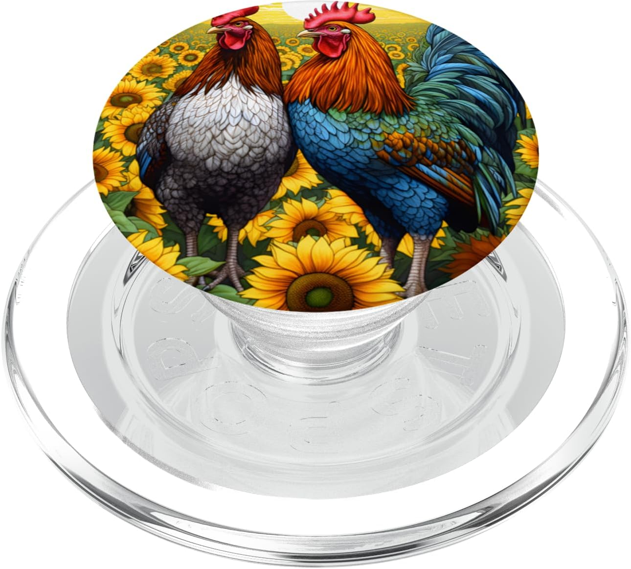 Yellow Sunflower Chicken Lovers Floral Colorful Country PopSockets MagSafe PopGrip for iPhone