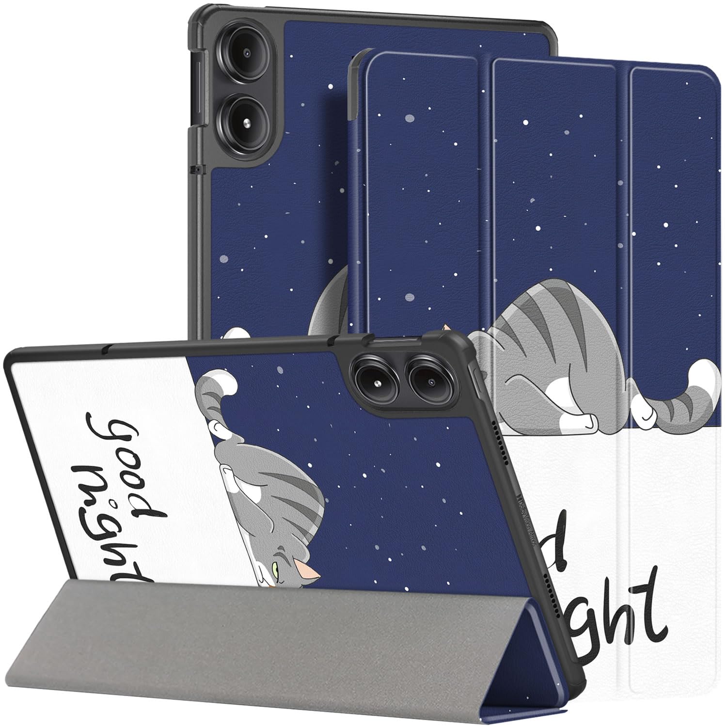 Custodia Per Xiaomi Redmi Pad Pro 12.1" Con Supporto E Porta Carte: Cover In Pelle PU Con Simpatico Gatto E Fiori - 4