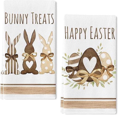 Miniatura 1 de QPEY 2 toallas de cocina de Pascua, paños de cocina de corazón rojo de 18 x 26 pulgadas, toallas de mano, decoración de boda y hogar de granja