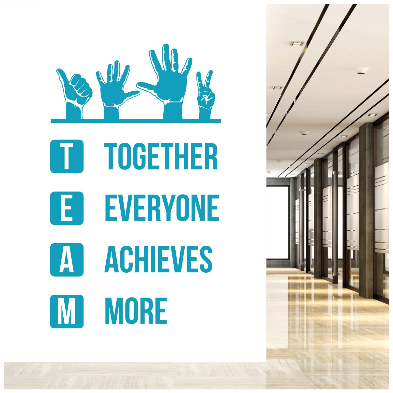 Team - Together Everyone Achieves More - Wall Quote, Office, Corporate, Corridor Wall Art Sticker [XXLarge] [Sky]