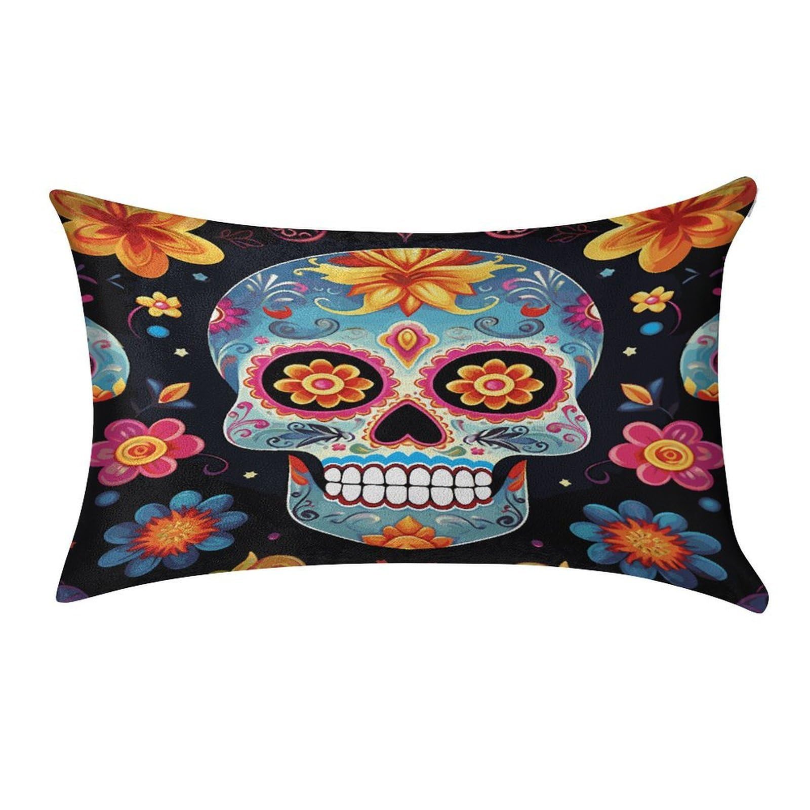 MUSM Sugar Skulls Pillow Case 12"X20" Luxury Velvet Throw Pillow Cover Fade Resistant Cozy Soft Pillowcases Pillow Protector Pillow Shams Lumbar Pillow Shells for Home&Gifts