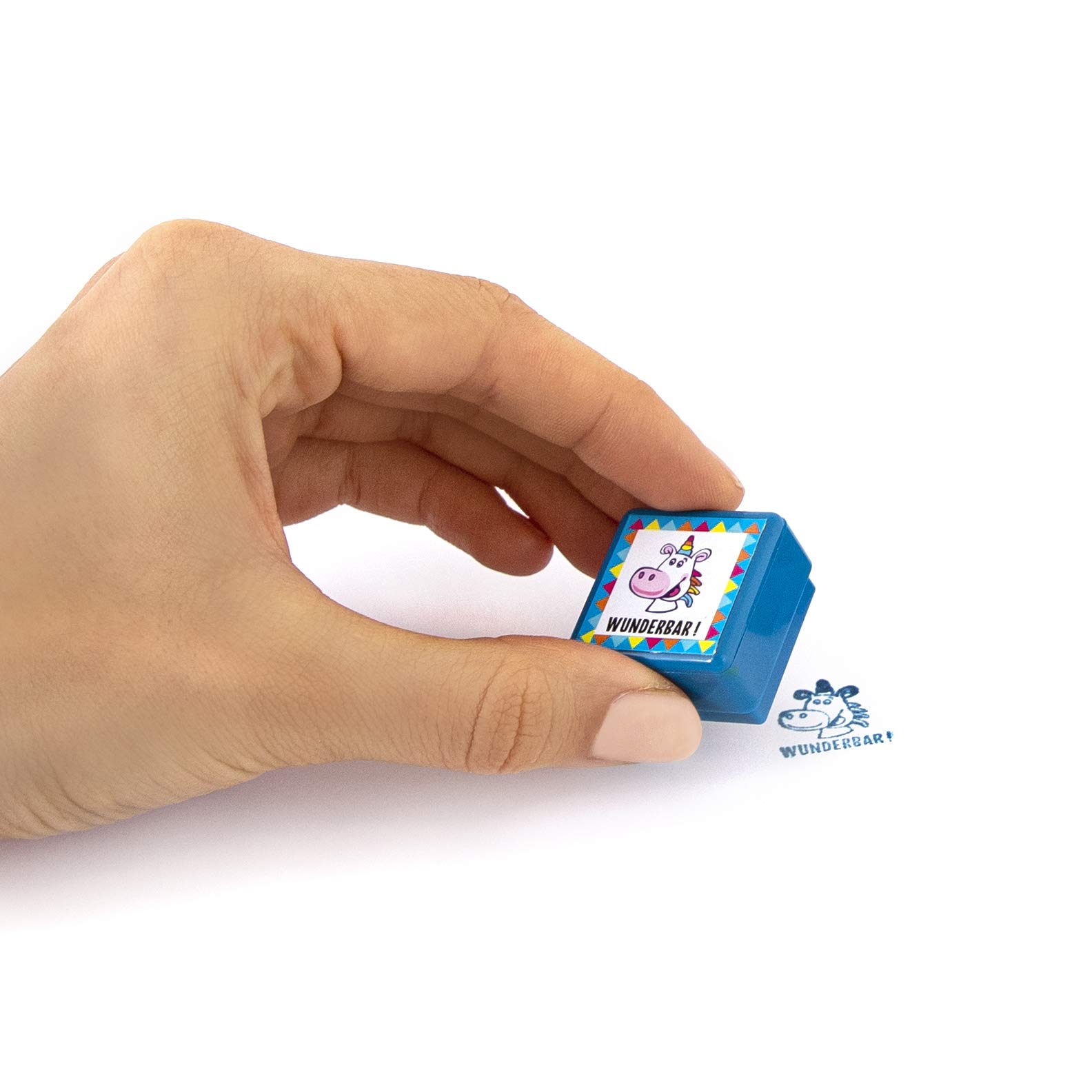 TRENDHAUS 601438 pieczątki nauczyciela samotuszujące, 6 kolorowych pieczątek motywacyjnych z motywami zwierzęcymi – 3 x 3 x 2 cm, kolorowe